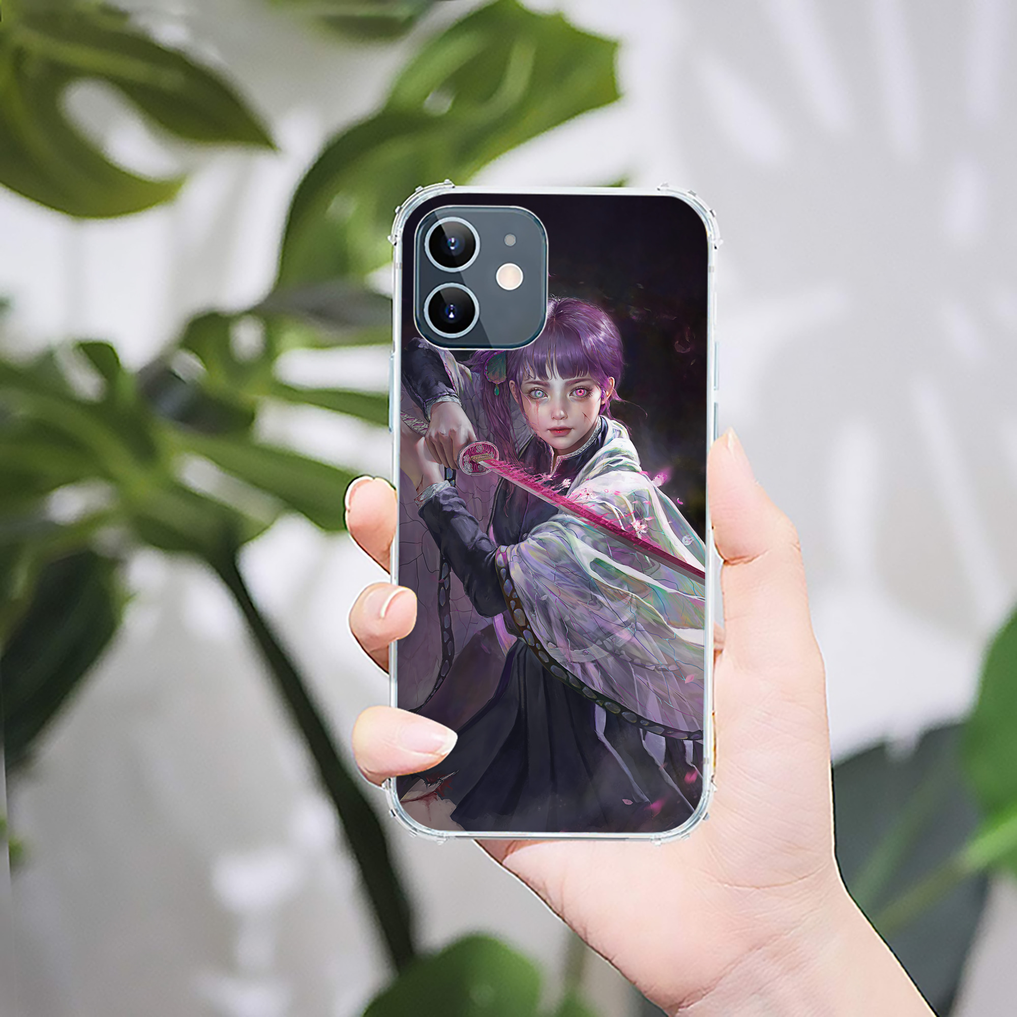 （画像用） 鬼滅の刃（きめつのやいば）蟲柱-胡蝶 しのぶ／こちょう しのぶ Kochou Shinobu 【iPhone 12シリーズ対応】透明スマホケース（クリアソフトケース）